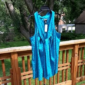 Lane Bryant Teal Polka Dot Sleeveless Top Sz 20